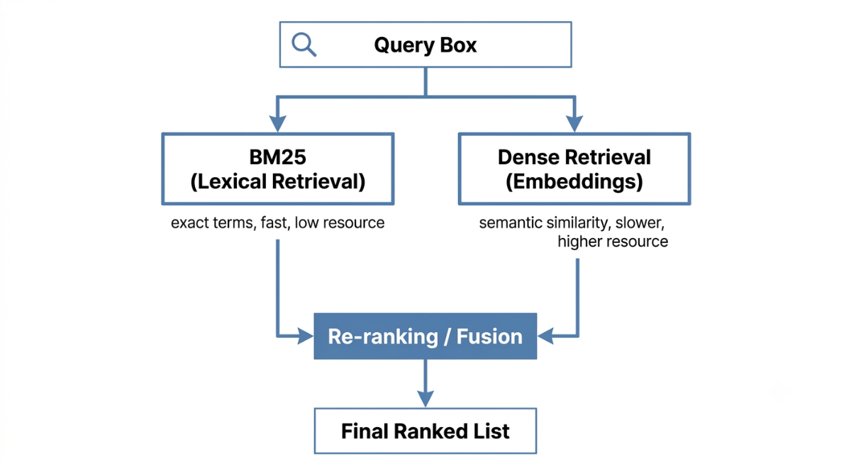 BM25 hybrid search architecture lexical dense retrieval
